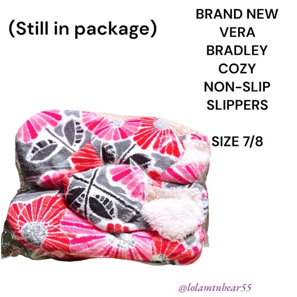 VERA BRADLEY RUBBER NON-SLIP BOTTOM COZY COLORFUL SHERPA SLIPPERS,NEW IN PACKAGE - Picture 1 of 10